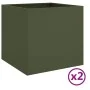 Jardineras 2 uds acero laminado en frío verde oliva 49x47x46 cm de , Maceteros y jardineras - Ref: Foro24-841566, Precio: 71,...