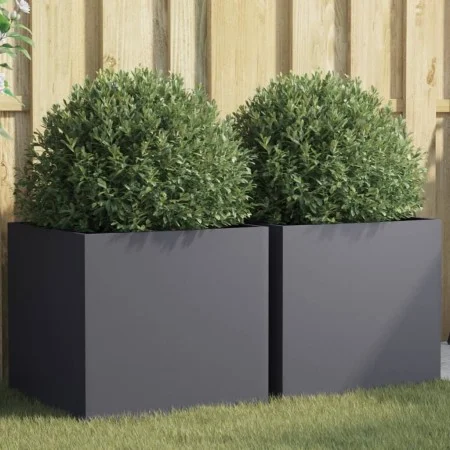 Jardineras 2 uds acero laminado en frío antracita 49x47x46 cm de , Maceteros y jardineras - Ref: Foro24-841564, Precio: 98,65...