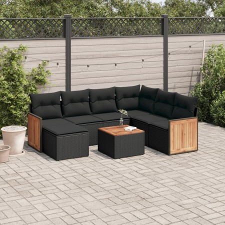Set de sofás de jardín 8 piezas y cojines ratán sintético negro de , Conjuntos de jardín - Ref: Foro24-3260291, Precio: 478,6...