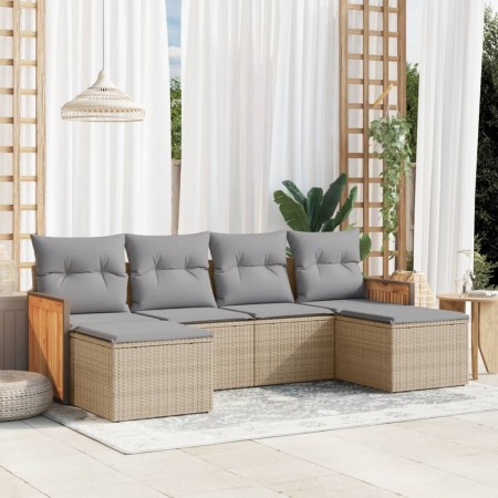 Juego de sofás jardín con cojines 6 pzas ratán sintético beige de , Conjuntos de jardín - Ref: Foro24-3260302, Precio: 374,29...
