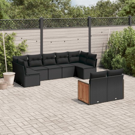 Set de sofás de jardín 8 piezas y cojines ratán sintético negro de , Conjuntos de jardín - Ref: Foro24-3260368, Precio: 593,7...