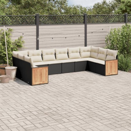Set de sofás de jardín 10 pzas cojines ratán sintético negro de , Conjuntos de jardín - Ref: Foro24-3260404, Precio: 596,94 €...