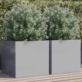 Planters 2 units silver galvanized steel 49x47x46 cm by , Pots and planters - Ref: Foro24-841570, Price: 70,79 €, Discount: %