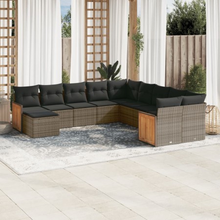 Set de sofás de jardín 11 pzas y cojines ratán sintético gris de , Conjuntos de jardín - Ref: Foro24-3260653, Precio: 645,38 ...