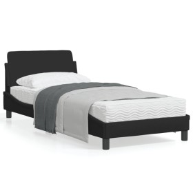 Estructura de cama con cabecero de tela negro 90x200 cm de , Camas y somieres - Ref: Foro24-373107, Precio: 129,82 €, Descuen...