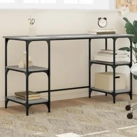 Sonoma grauer Schreibtisch aus Holzwerkstoff und Metall, 140 x 50 x 75 cm von , Schreibtische - Ref: Foro24-845329, Preis: 90...