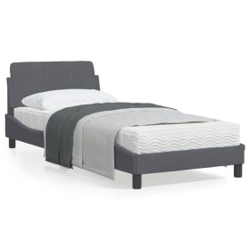 Estructura de cama con cabecero terciopelo gris oscuro 90x200cm de , Camas y somieres - Ref: Foro24-373113, Precio: 128,64 €,...
