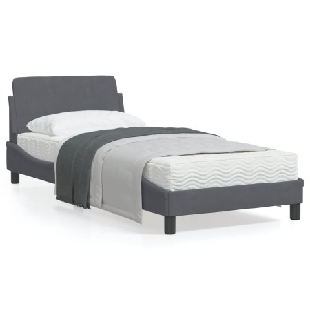 Estructura de cama con cabecero terciopelo gris oscuro 90x200cm de , Camas y somieres - Ref: Foro24-373113, Precio: 128,64 €,...