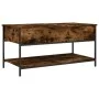 Engineered wood coffee table metal smoke oak 100x50x50 cm by , Coffee table - Ref: Foro24-845348, Price: 64,06 €, Discount: %