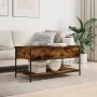 Engineered wood coffee table metal smoke oak 100x50x50 cm by , Coffee table - Ref: Foro24-845348, Price: 64,06 €, Discount: %