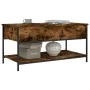 Engineered wood coffee table metal smoke oak 100x50x50 cm by , Coffee table - Ref: Foro24-845348, Price: 64,06 €, Discount: %