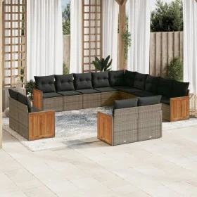 Set sofás de jardín con cojines 13 piezas ratán sintético gris de , Conjuntos de jardín - Ref: Foro24-3260611, Precio: 937,21...