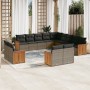 Set sofás de jardín con cojines 13 piezas ratán sintético gris de , Conjuntos de jardín - Ref: Foro24-3260611, Precio: 913,63...