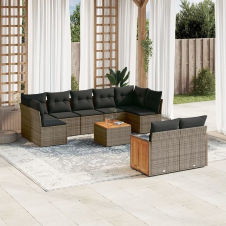 Set de sofás de jardín 10 pzas con cojines ratán sintético gris de , Conjuntos de jardín - Ref: Foro24-3260380, Precio: 608,4...