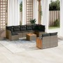 Set de sofás de jardín 10 pzas con cojines ratán sintético gris de , Conjuntos de jardín - Ref: Foro24-3260380, Precio: 608,4...