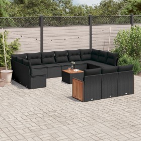 Set sofás de jardín 14 pzas con cojines ratán sintético negro de , Conjuntos de jardín - Ref: Foro24-3260543, Precio: 849,95 ...