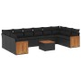 Set de sofás de jardín 11 pzas y cojines ratán sintético negro de , Conjuntos de jardín - Ref: Foro24-3260410, Precio: 649,27...