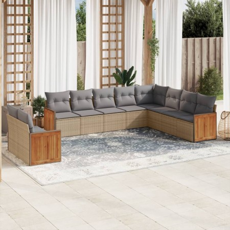 Juego de sofás jardín con cojines beige 10 pzas ratán sintético de , Conjuntos de jardín - Ref: Foro24-3260197, Precio: 658,0...