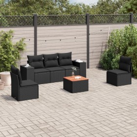 Set de sofás de jardín 6 piezas y cojines ratán sintético negro de , Conjuntos de jardín - Ref: Foro24-3225383, Precio: 384,3...