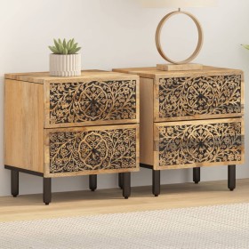 Mesitas de noche 2 uds madera maciza de mango 40x33x46 cm de , Mesitas de noche - Ref: Foro24-358211, Precio: 191,25 €, Descu...