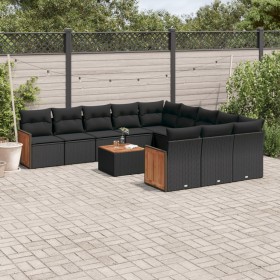 Set de sofás de jardín 12 piezas cojines ratán sintético negro de , Conjuntos de jardín - Ref: Foro24-3260515, Precio: 780,33...
