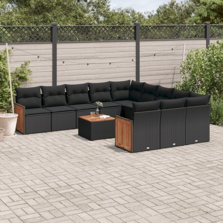 Set de sofás de jardín 12 piezas cojines ratán sintético negro de , Conjuntos de jardín - Ref: Foro24-3260515, Precio: 780,33...