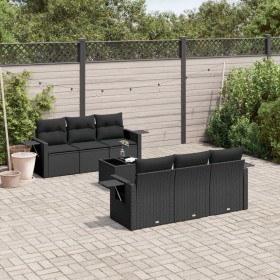Set de comedor de jardín 7 pzas y cojines ratán sintético negro de , Conjuntos de jardín - Ref: Foro24-3252242, Precio: 529,2...
