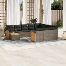 Set de sofás de jardín 11 pzas y cojines ratán sintético gris de , Conjuntos de jardín - Ref: Foro24-3260450, Precio: 663,62 ...
