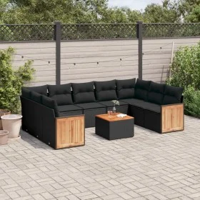 Set de sofás de jardín 10 pzas cojines ratán sintético negro de , Conjuntos de jardín - Ref: Foro24-3260361, Precio: 626,30 €...