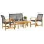 Juego de bistro de 5 piezas ratán PE negro y madera de acacia de , Sofás modulares de exterior - Ref: Foro24-367604, Precio: ...