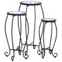 Mesitas de mosaico 3 uds cerámica azul y blanco de , Soportes para macetas - Ref: Foro24-46702, Precio: 96,56 €, Descuento: %