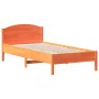 Estructura cama con cabecero madera pino marrón cera 100x200 cm de , Camas y somieres - Ref: Foro24-842617, Precio: 101,00 €,...