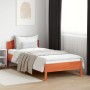 Estructura cama con cabecero madera pino marrón cera 100x200 cm de , Camas y somieres - Ref: Foro24-842617, Precio: 101,00 €,...