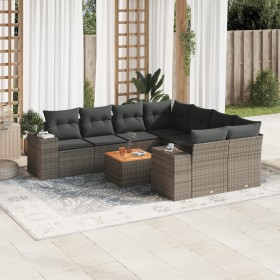 Set de muebles de jardín 9 pzas y cojines ratán sintético gris de , Conjuntos de jardín - Ref: Foro24-3257705, Precio: 564,28...