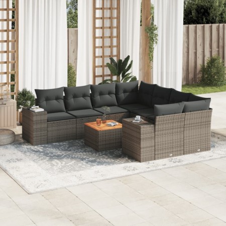 Set de muebles de jardín 9 pzas y cojines ratán sintético gris de , Conjuntos de jardín - Ref: Foro24-3257705, Precio: 564,28...