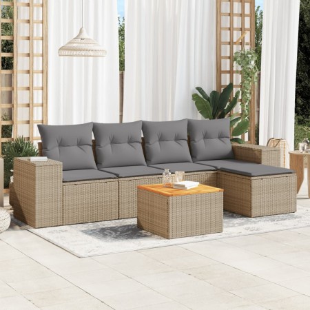 Juego de sofás jardín con cojines 6 pzas ratán sintético beige de , Conjuntos de jardín - Ref: Foro24-3257753, Precio: 395,55...