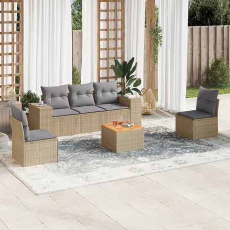 Juego de sofás jardín con cojines 6 pzas ratán sintético beige de , Conjuntos de jardín - Ref: Foro24-3257718, Precio: 381,98...