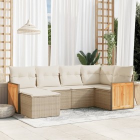 Juego de sofás jardín con cojines 6 pzas ratán sintético beige de , Conjuntos de jardín - Ref: Foro24-3260259, Precio: 432,56...