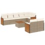 Set de sofás de jardín 9 pzas con cojines ratán sintético beige de , Conjuntos de jardín - Ref: Foro24-3260238, Precio: 620,5...