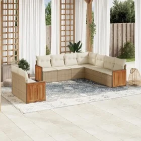 Set de sofás de jardín 9 pzas con cojines ratán sintético beige de , Conjuntos de jardín - Ref: Foro24-3260182, Precio: 700,0...