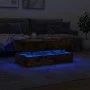 Mesa de centro con luces LED roble ahumado 90x50x40 cm de , Mesas de centro - Ref: Foro24-839865, Precio: 93,53 €, Descuento: %