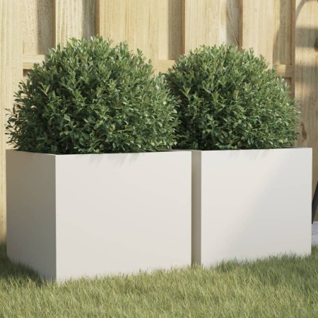 Jardineras 2 unidades acero blanco 32x30x29 cm de , Maceteros y jardineras - Ref: Foro24-841538, Precio: 64,13 €, Descuento: %