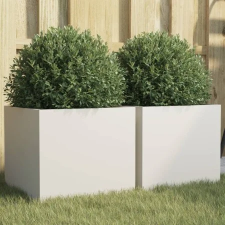 Jardineras 2 unidades acero blanco 32x30x29 cm de , Maceteros y jardineras - Ref: Foro24-841538, Precio: 58,67 €, Descuento: %