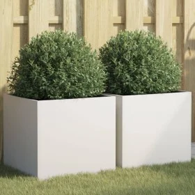 Jardineras 2 unidades acero blanco 42x40x39 cm de , Maceteros y jardineras - Ref: Foro24-841550, Precio: 73,08 €, Descuento: %
