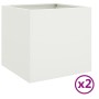Jardineras 2 unidades acero blanco 42x40x39 cm de , Maceteros y jardineras - Ref: Foro24-841550, Precio: 79,40 €, Descuento: %