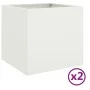 Jardineras 2 unidades acero blanco 42x40x39 cm de , Maceteros y jardineras - Ref: Foro24-841550, Precio: 73,08 €, Descuento: %
