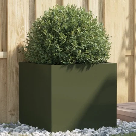 Jardinera acero verde oliva 49x47x46 cm de , Maceteros y jardineras - Ref: Foro24-841565, Precio: 48,62 €, Descuento: %