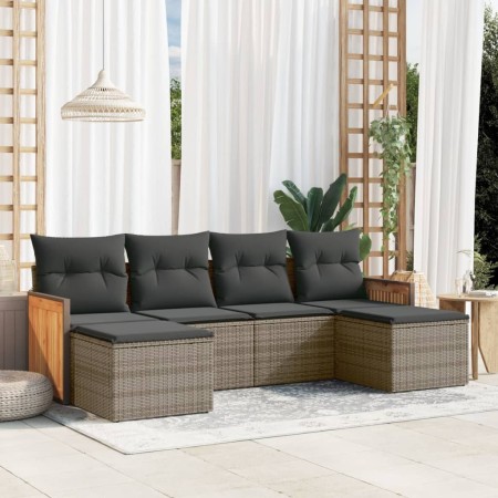 Set de muebles de jardín 6 pzas y cojines ratán sintético gris de , Conjuntos de jardín - Ref: Foro24-3260303, Precio: 363,27...