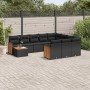Set de sofás de jardín 11 pzas y cojines ratán sintético negro de , Conjuntos de jardín - Ref: Foro24-3260445, Precio: 649,27...