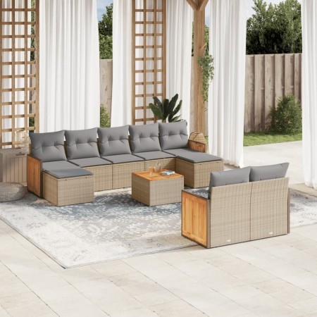 Juego de sofás jardín con cojines beige 10 pzas ratán sintético de , Conjuntos de jardín - Ref: Foro24-3260491, Precio: 605,5...